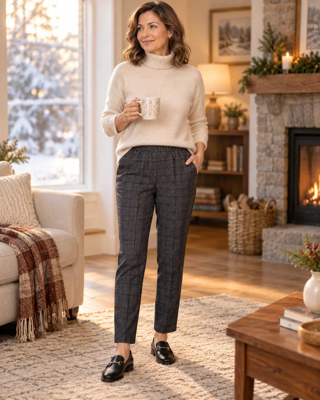 ✅👖【XL-5XL】Pantaloni mărime mare pentru femei de vârstă mijlocie și în vârstă, pantaloni drepți, lejeri, casual, slim【45-87.5kg】